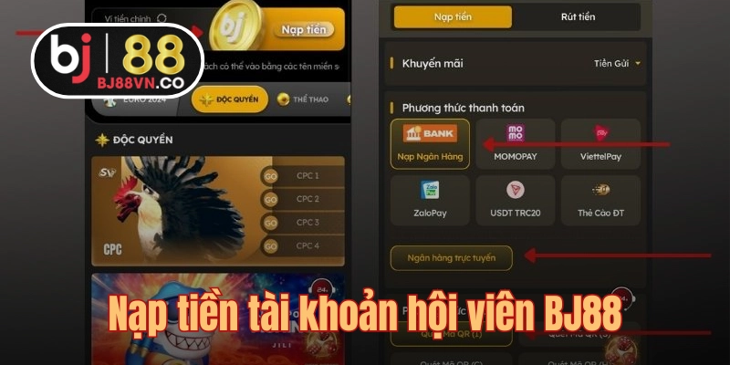 Nạp tiền để có vốn đặt cược